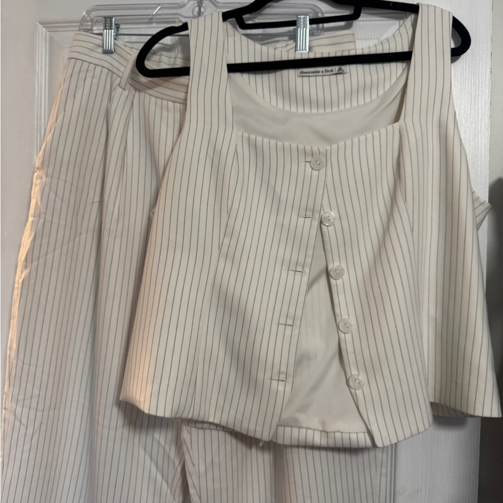 A&F Cream Pintripe Vest (Part of Set)